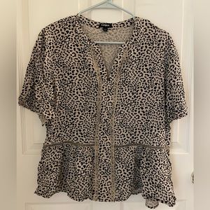 Express Leopard Peplum Blouse